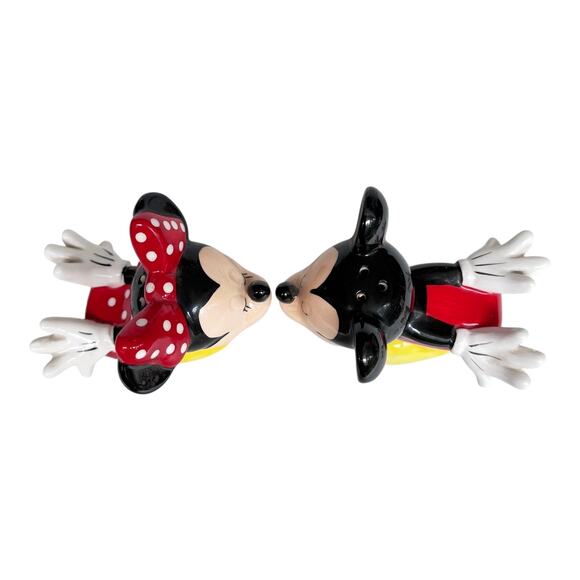Disney Minnie & Mickey Mouse Kissing SALT & PEPPER SHAKERS LARGE 5" Jerry Leigh - Picture 7 of 13